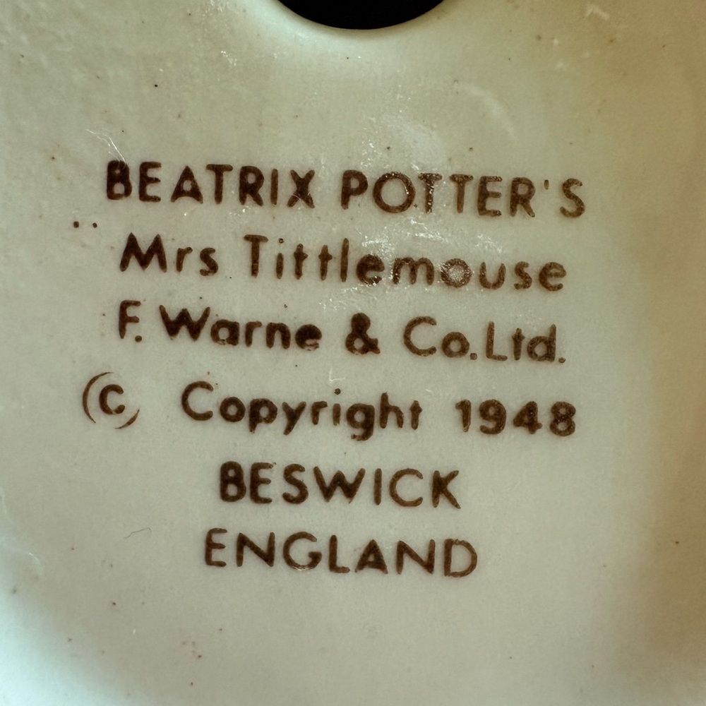 Beswick England old- 1948 Mrs Tittlemouse Beatrix Potter nursery figurine - Picture 12 of 12